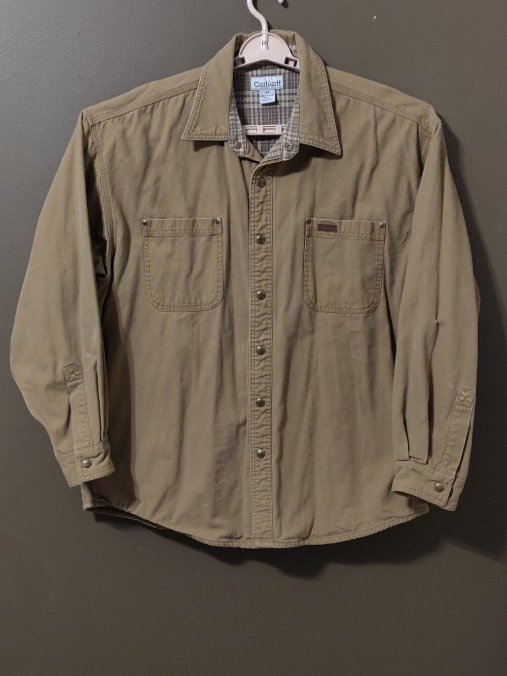 Carhartt Vintage Duck Canvas Flannel Lined Work Shirt Jacket SIZE XL